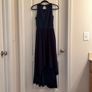 HUTCH Blue High Low Waterfall Midi Dress Size S